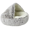 Round Fluffy Calming Bed with Hooded Cover