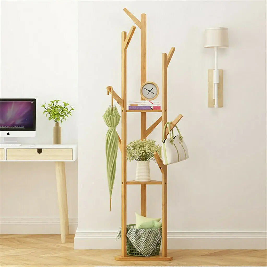 Wooden Coat Hat Hanger Stand