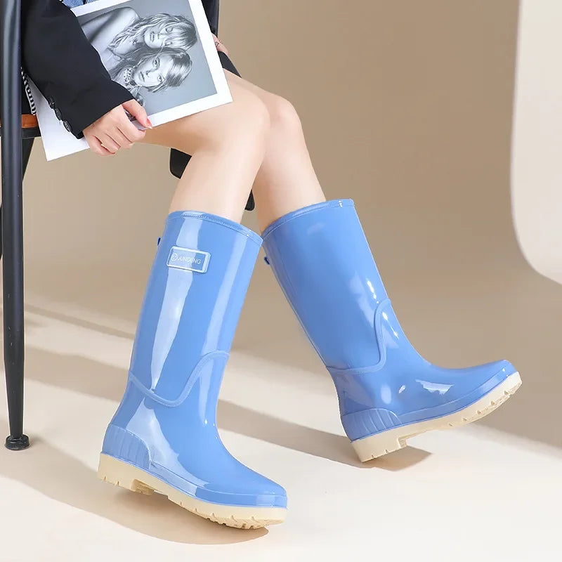 High-top Waterproof Fleece-lined Rain Boots