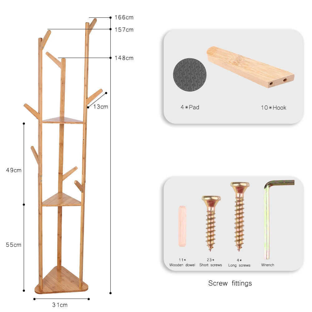 Wooden Coat Hat Hanger Stand