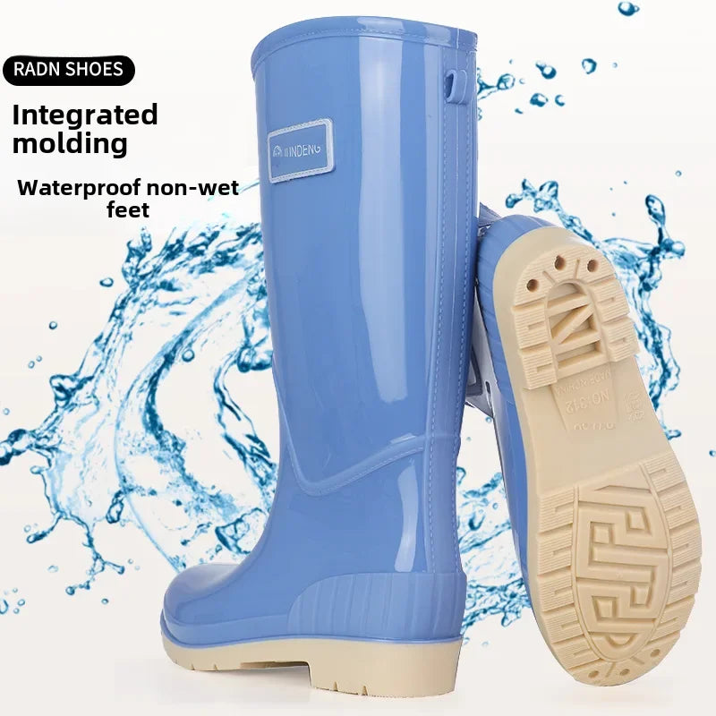 High-top Waterproof Fleece-lined Rain Boots