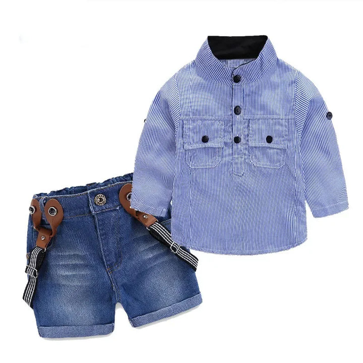 Boys Sling Strap Casual Costume Shirt + Shorts Set