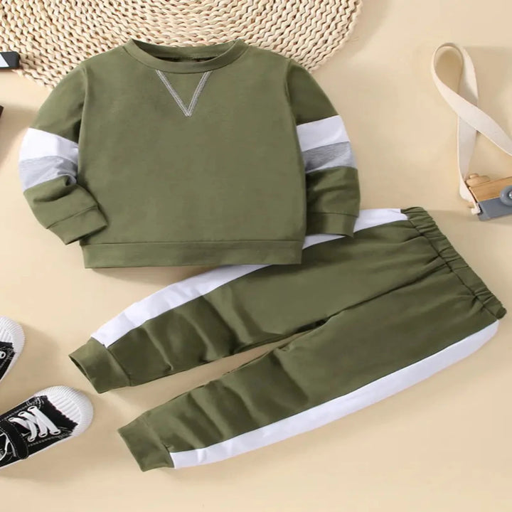 Kids Boys Green Circle Sweatshirt & Sweatpants Set