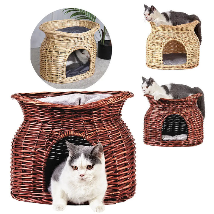 Cat Bed Hand Woven Wicker Bunk Basket