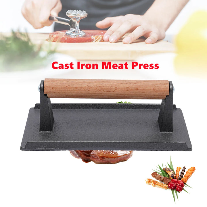 Cast Iron Meat Press / BBQ Steak Press Tool