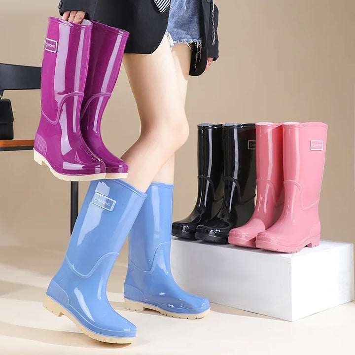 High-top Waterproof Fleece-lined Rain Boots