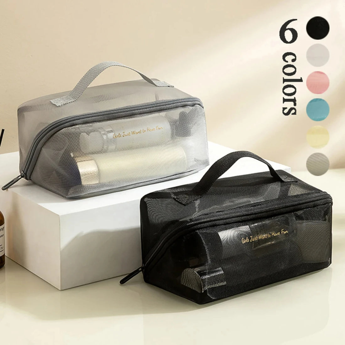 Stylish Transparent Mesh Makeup Bag for Women