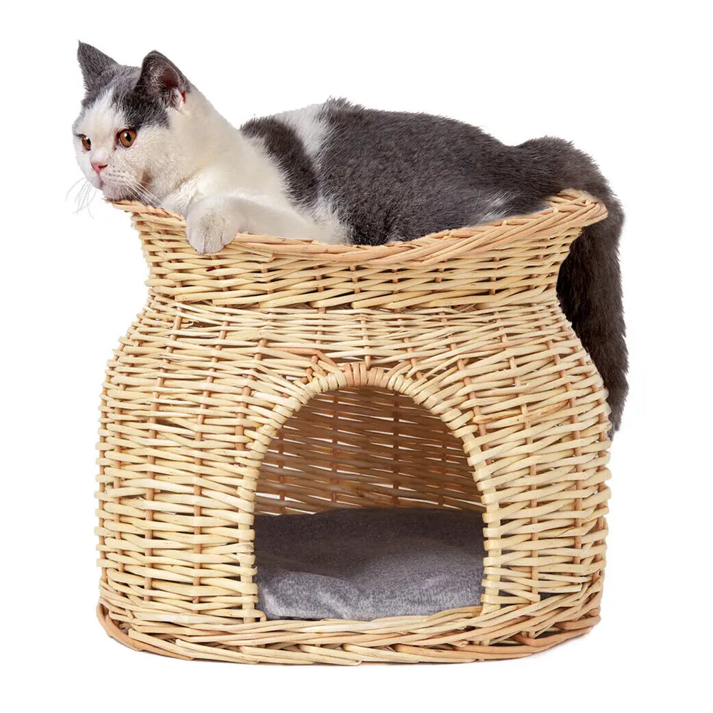 Cat Bed Hand Woven Wicker Bunk Basket