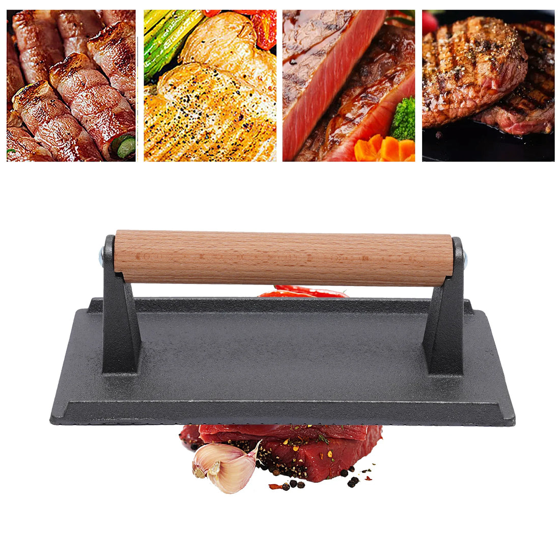 Cast Iron Meat Press / BBQ Steak Press Tool